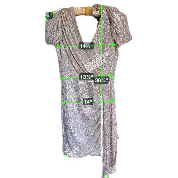 NWT Alex Marie Milly Silver Sequin Shimmer Dress Size 4 - Picture 10 of 10